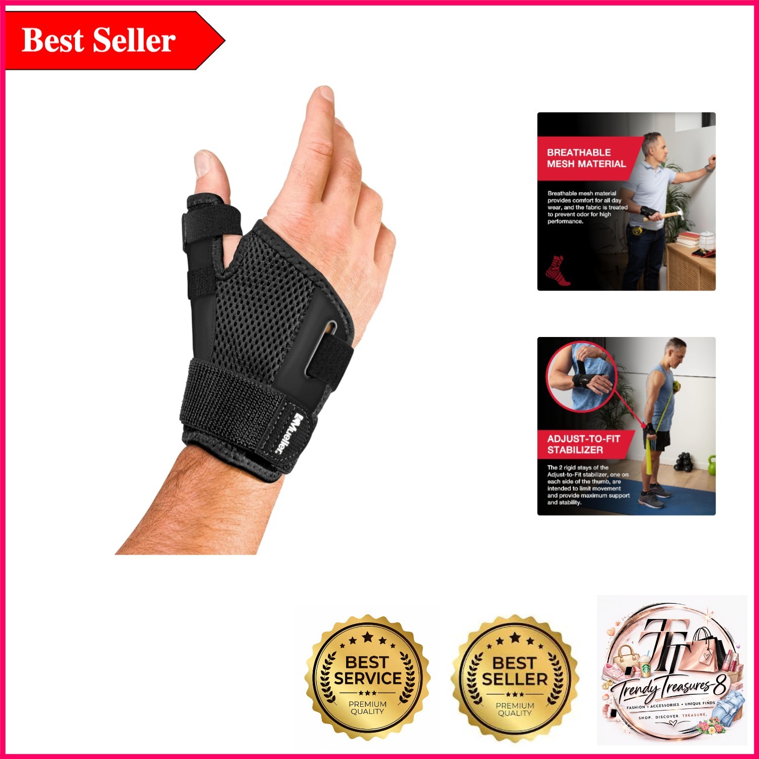 Sports Medicine Adjustable Thumb Brace with Splint for Pain Relief & Stability