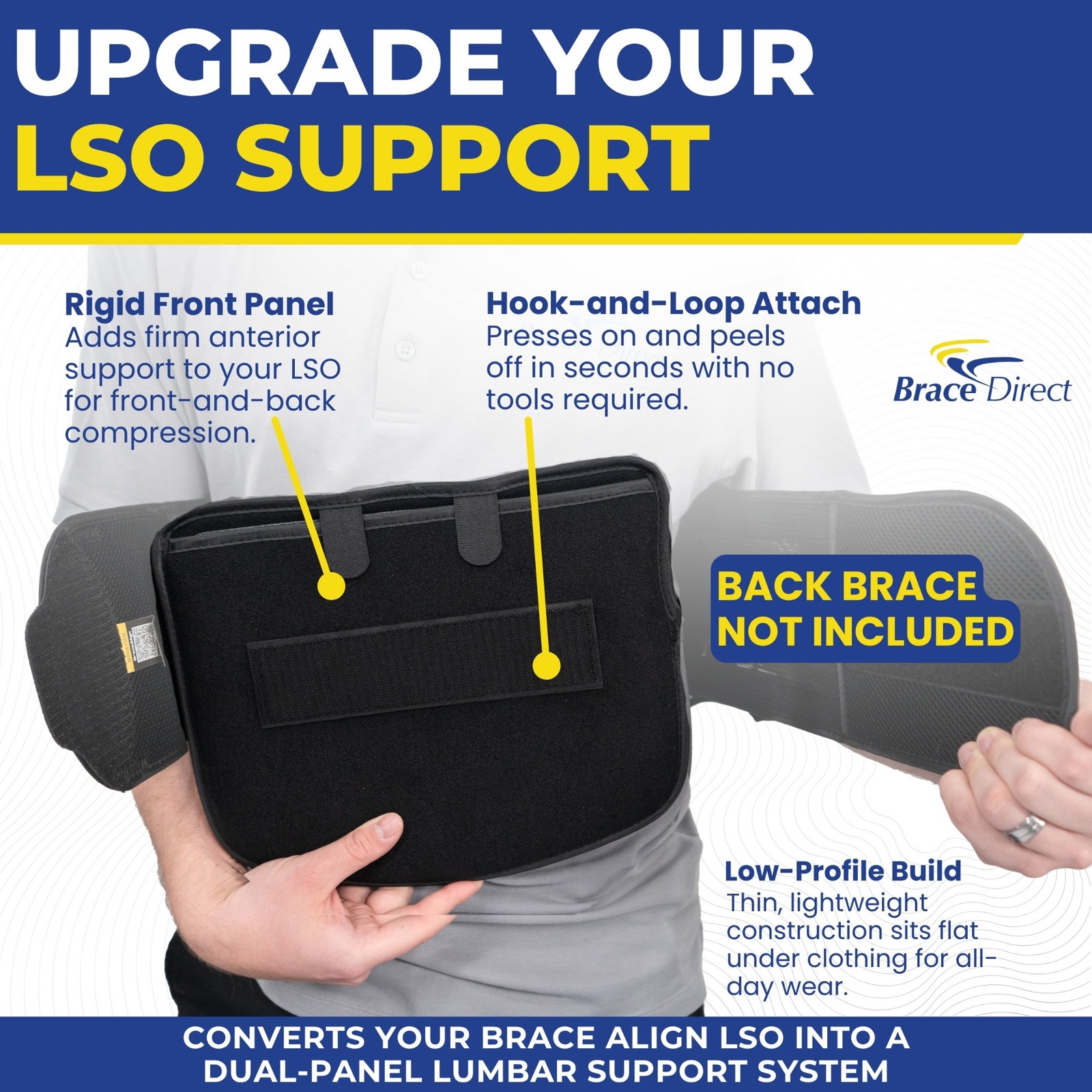 Brace Align Rigid Front Panel Accessory for LSO Braces, L0651 Upgrade