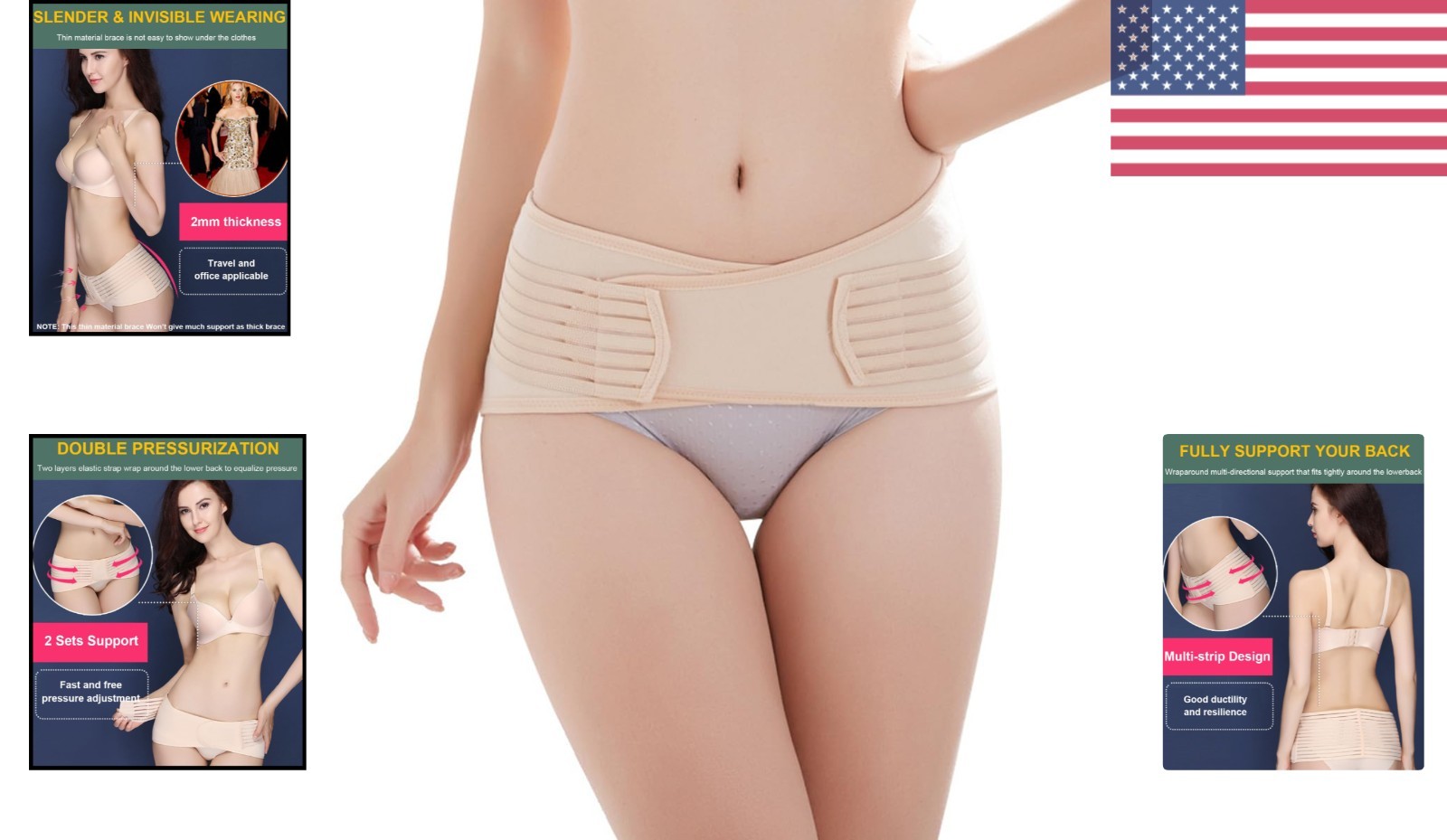 Lightweight Back Brace for Women Medium Size Adjustable Support for Back Pain
