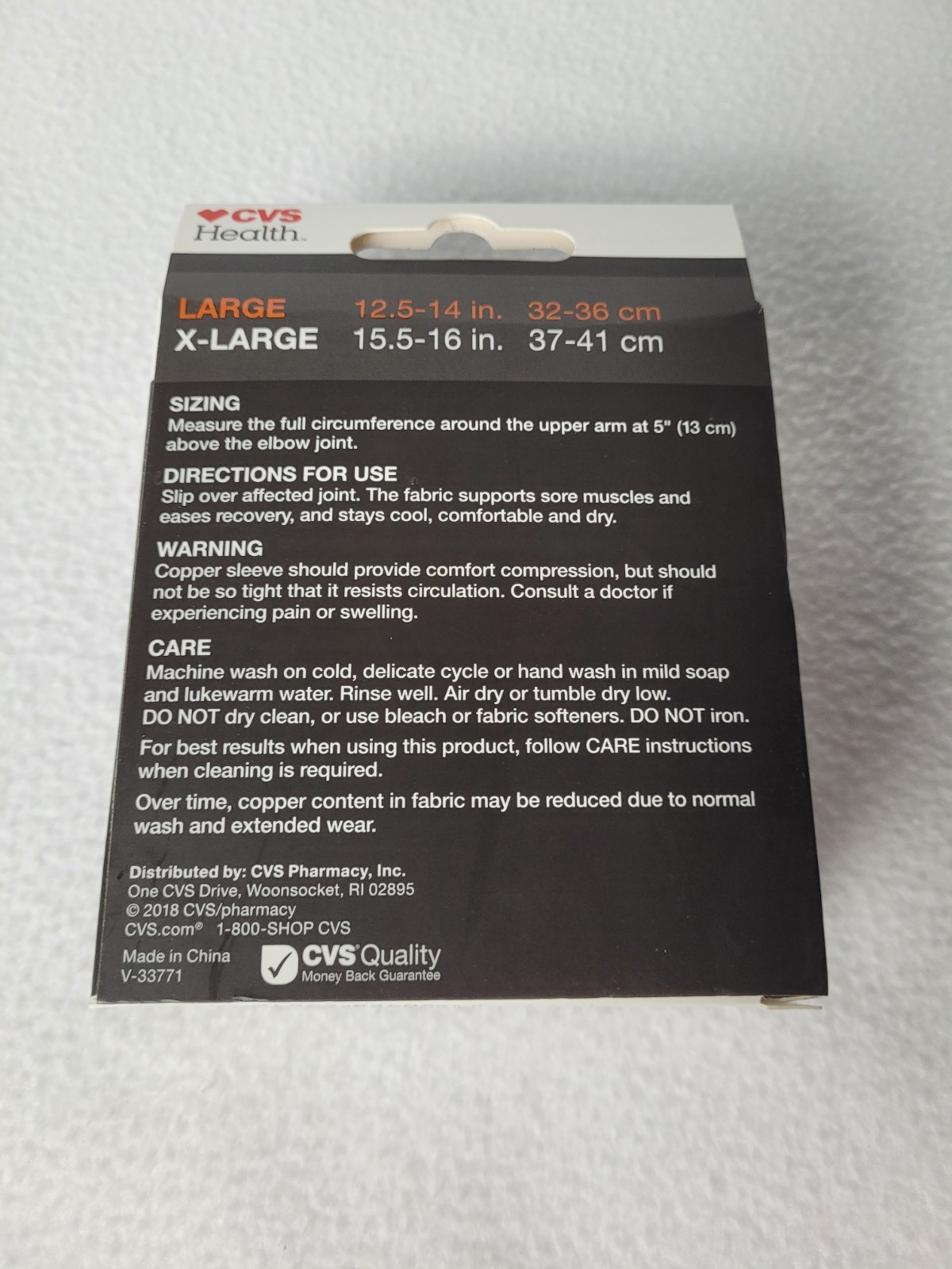 CVS Health Copper Elbow Compression Sleeve Large