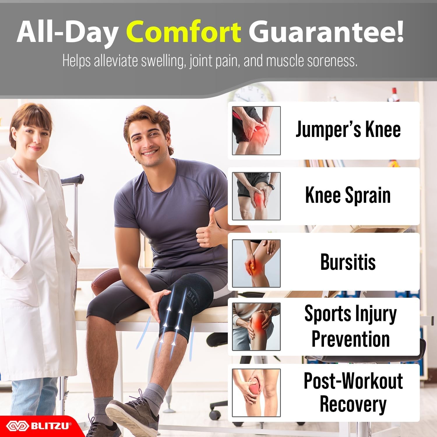 Knee Brace for Meniscus Tear 2 Pack Compression Sleeve Men and Women Support