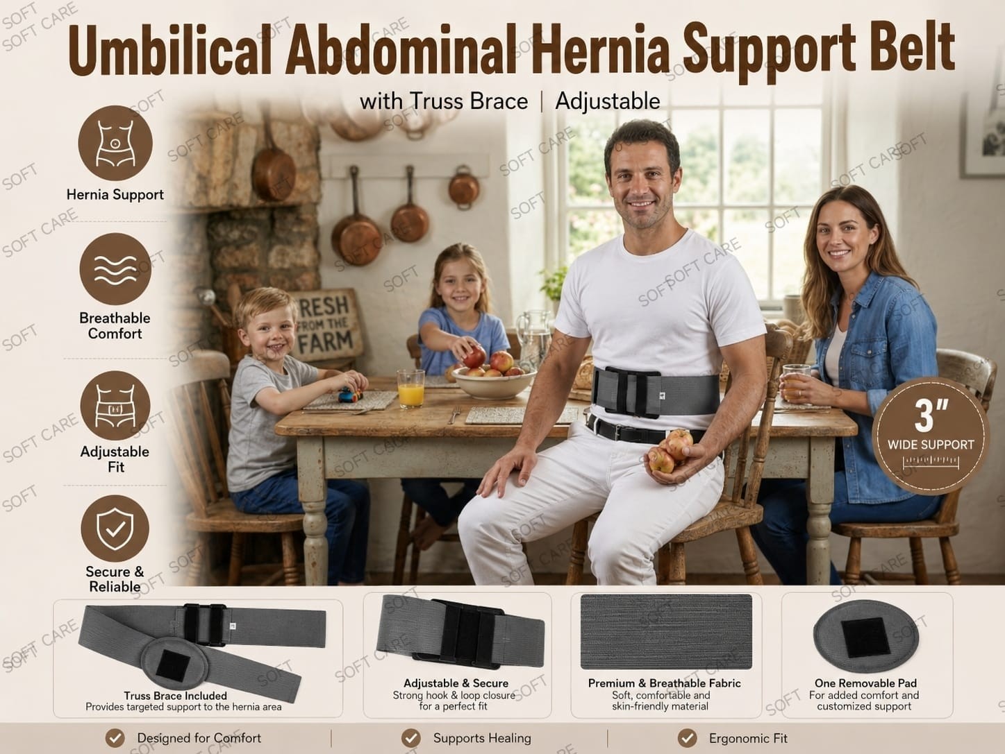 Compression Belt Umbilical Support Brace Medical Hernia Belt Ventral Hernia Belt