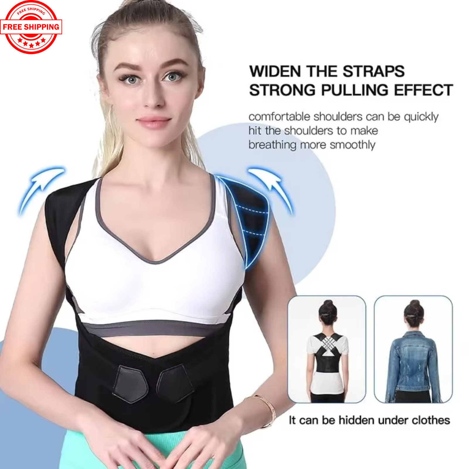 Back Brace Posture Corrector Adjustable Upper Back Shoulder Support Women Men