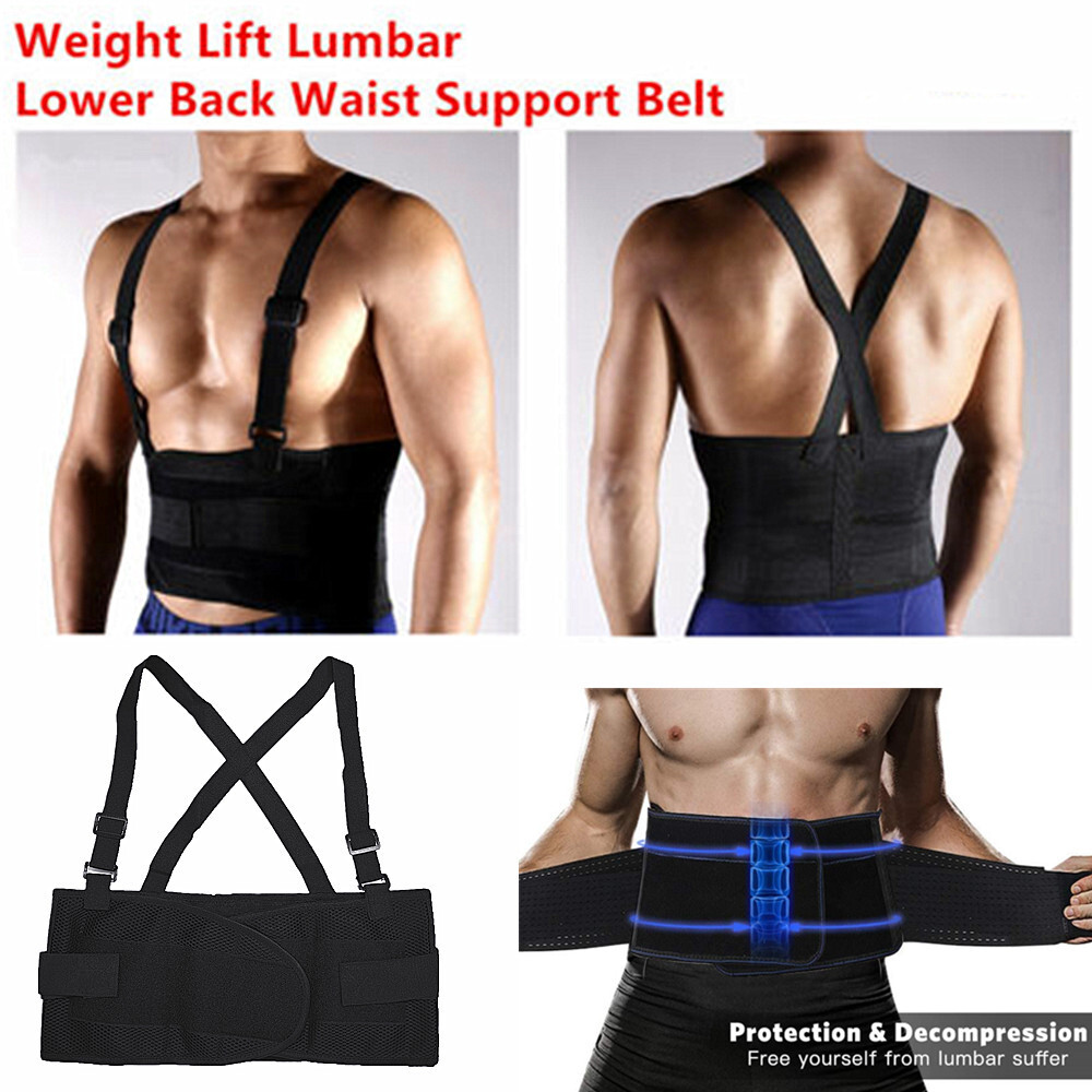 Unisex Lumbar Lower Back Waist Support Belt Weight Lift Brace Suspender Work Lot