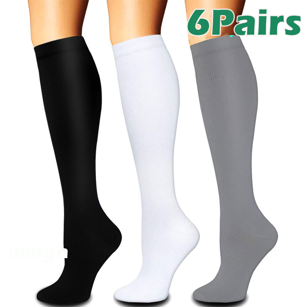 6 Pair Mojo Compression Socks Wide Calf Lymphedema/Support Socks 20-30 mmHg S-XL