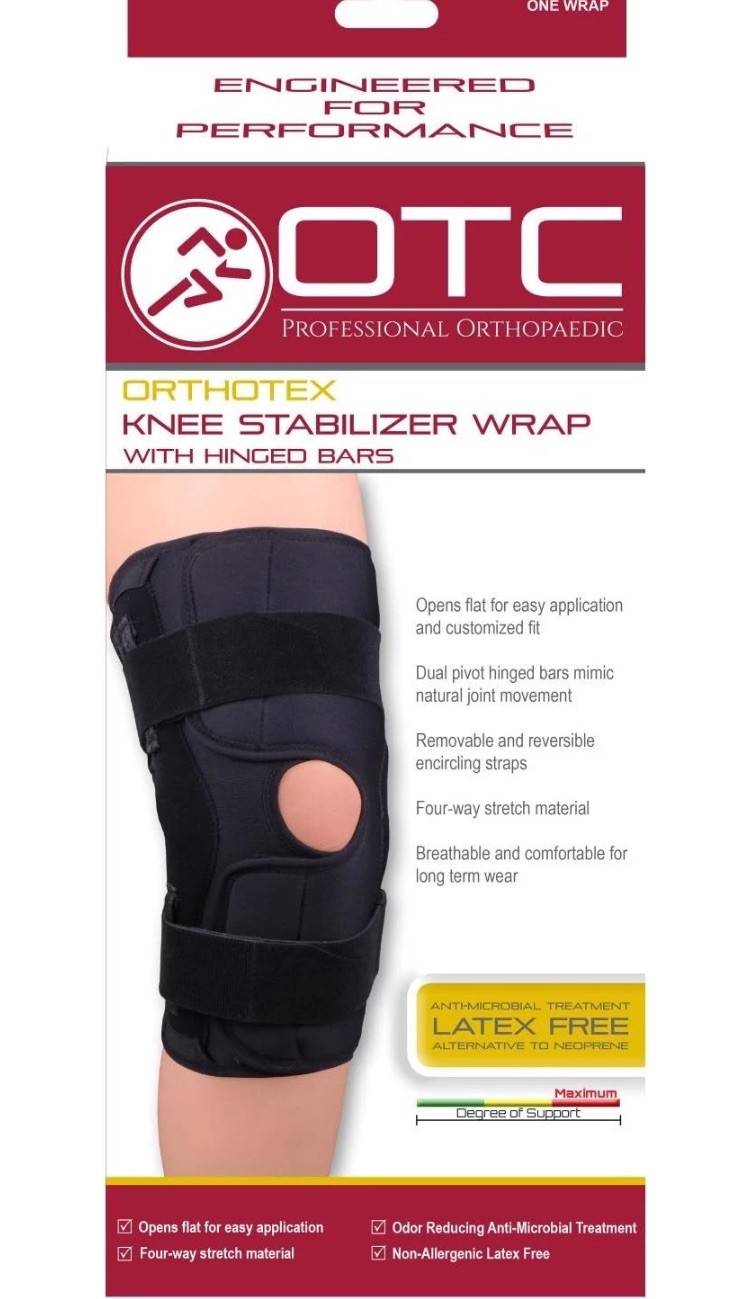 OTC ORTHOTEX Knee Stabilizer Wrap With Hinged Bars (Black) 2X-Large 2544-2L