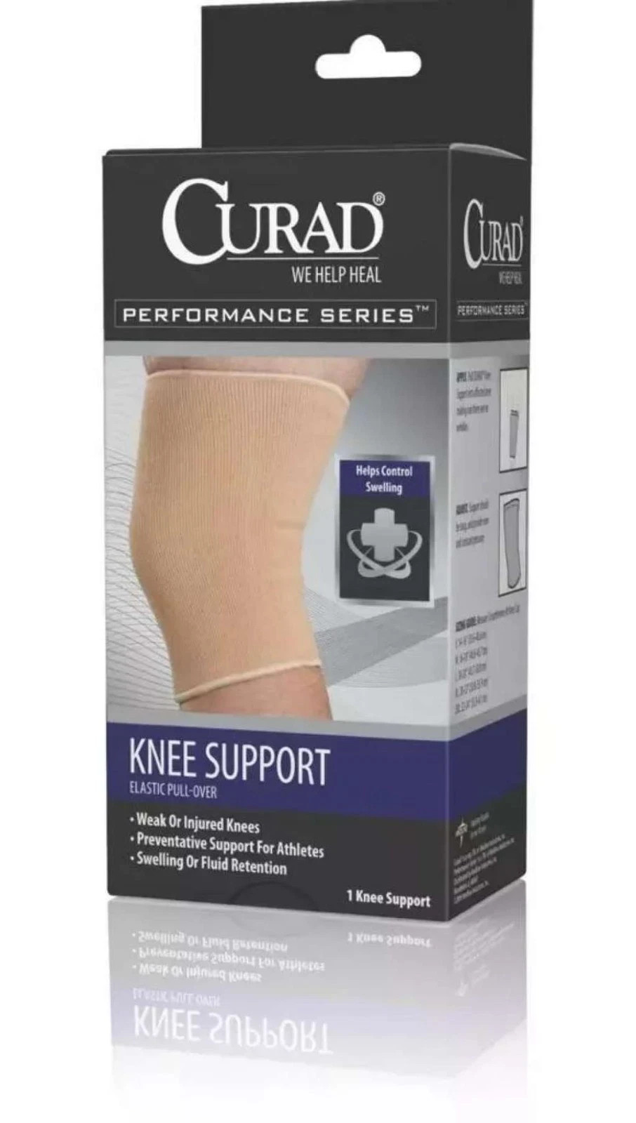 Curad Performance Series Elastic Pull-Over Knee Support, Size Large
