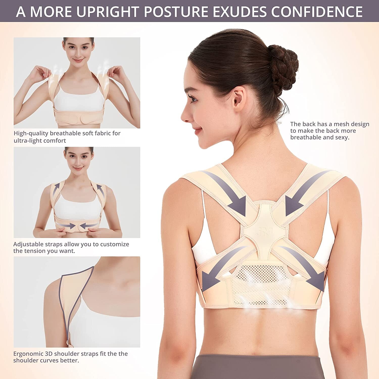 Adjustable Back Posture Corrector Back, Shoulder and Spine Pain Relief S/M