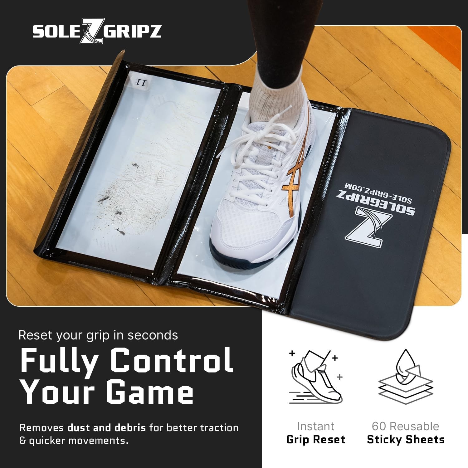 Portable Basketball Sticky Mat & Replacement Sheets – Foldable, Black/White
