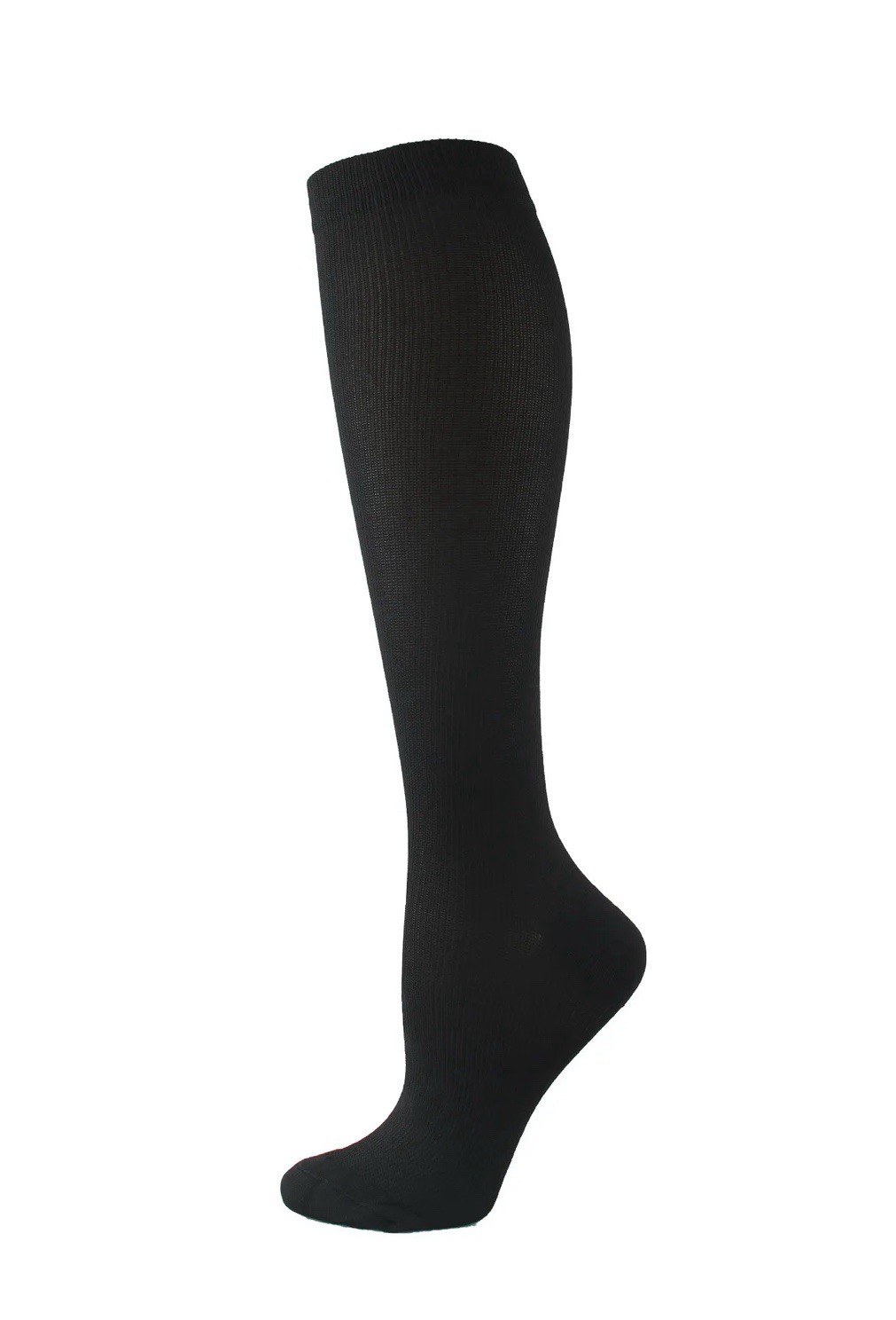 Compression Socks (1 Pair), Unisex, L/XL, Knee-High, Extra Wide Calf, Black