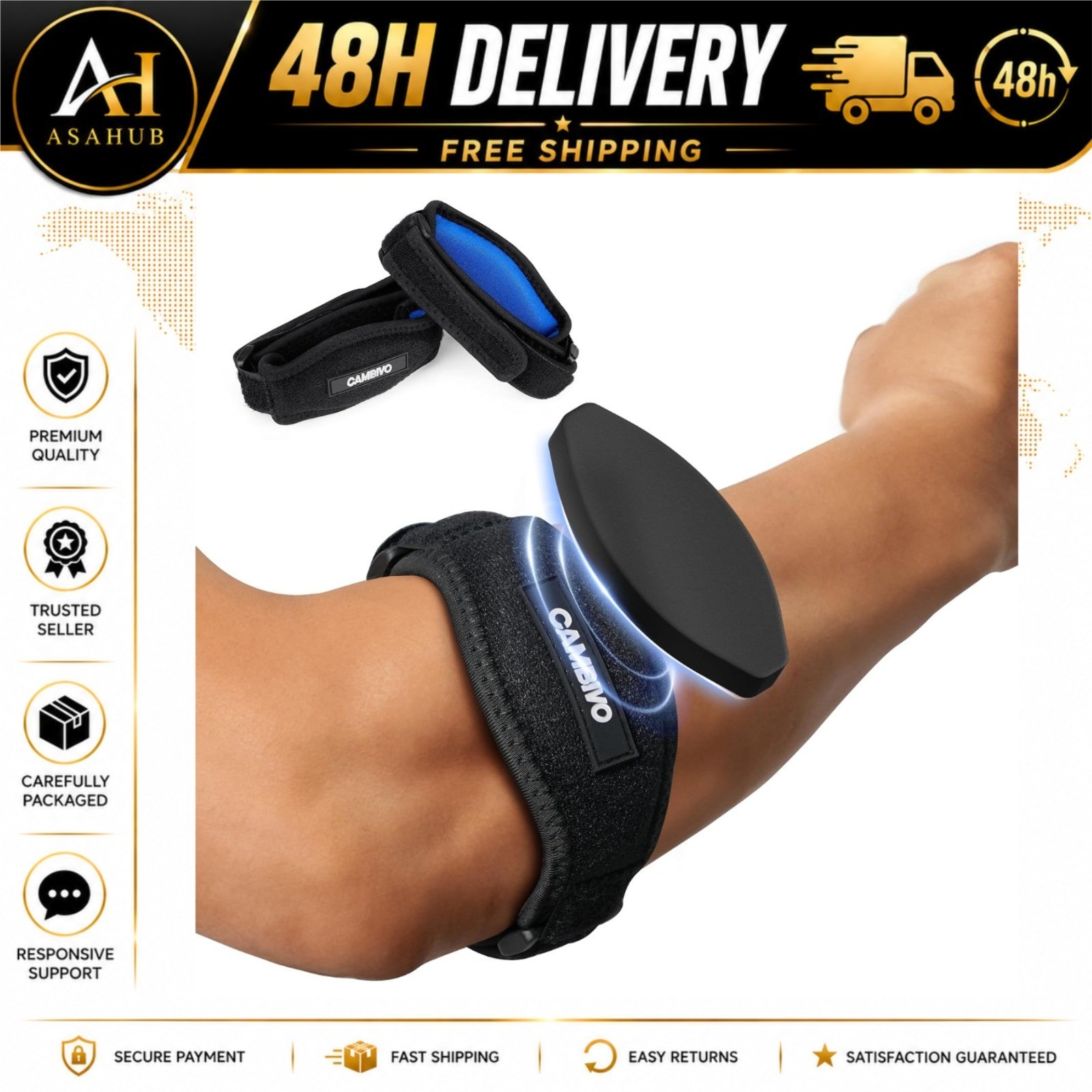 CAMBIVO Tennis Elbow Brace Straps 2 Pack Adjustable Tendonitis Support