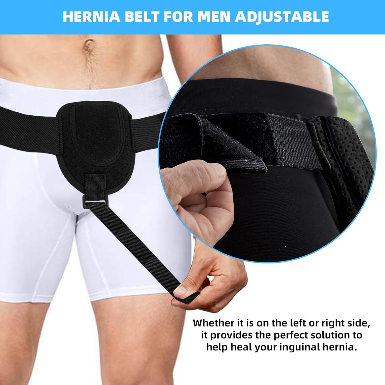 Hernia Belt for Men, Left or Right Inguinal Hernia Support Belt Pain Relief With