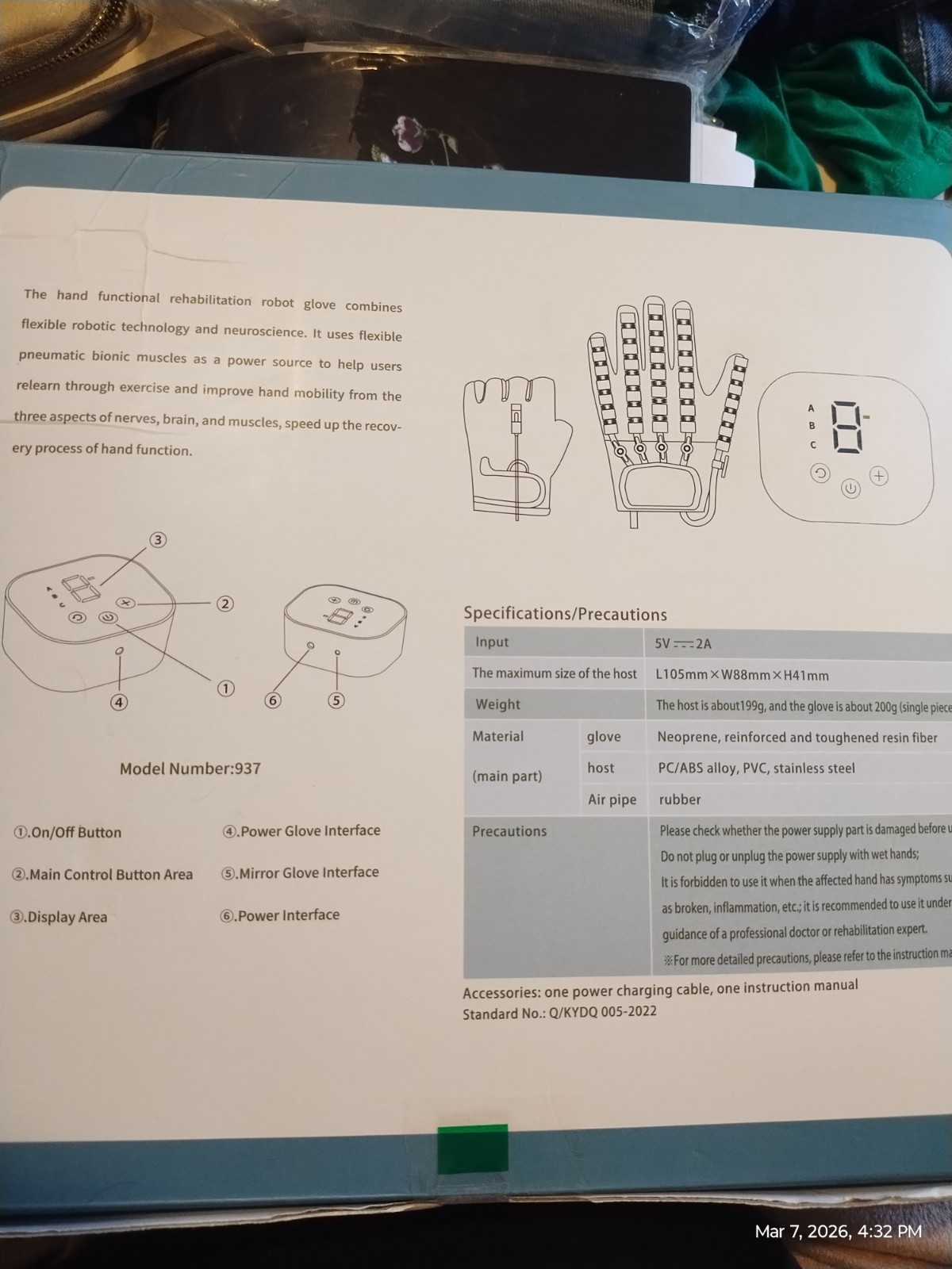 Rehabilitation Robotic Gloves for Stroke Rehab,Arthritis, Large For Left Hand