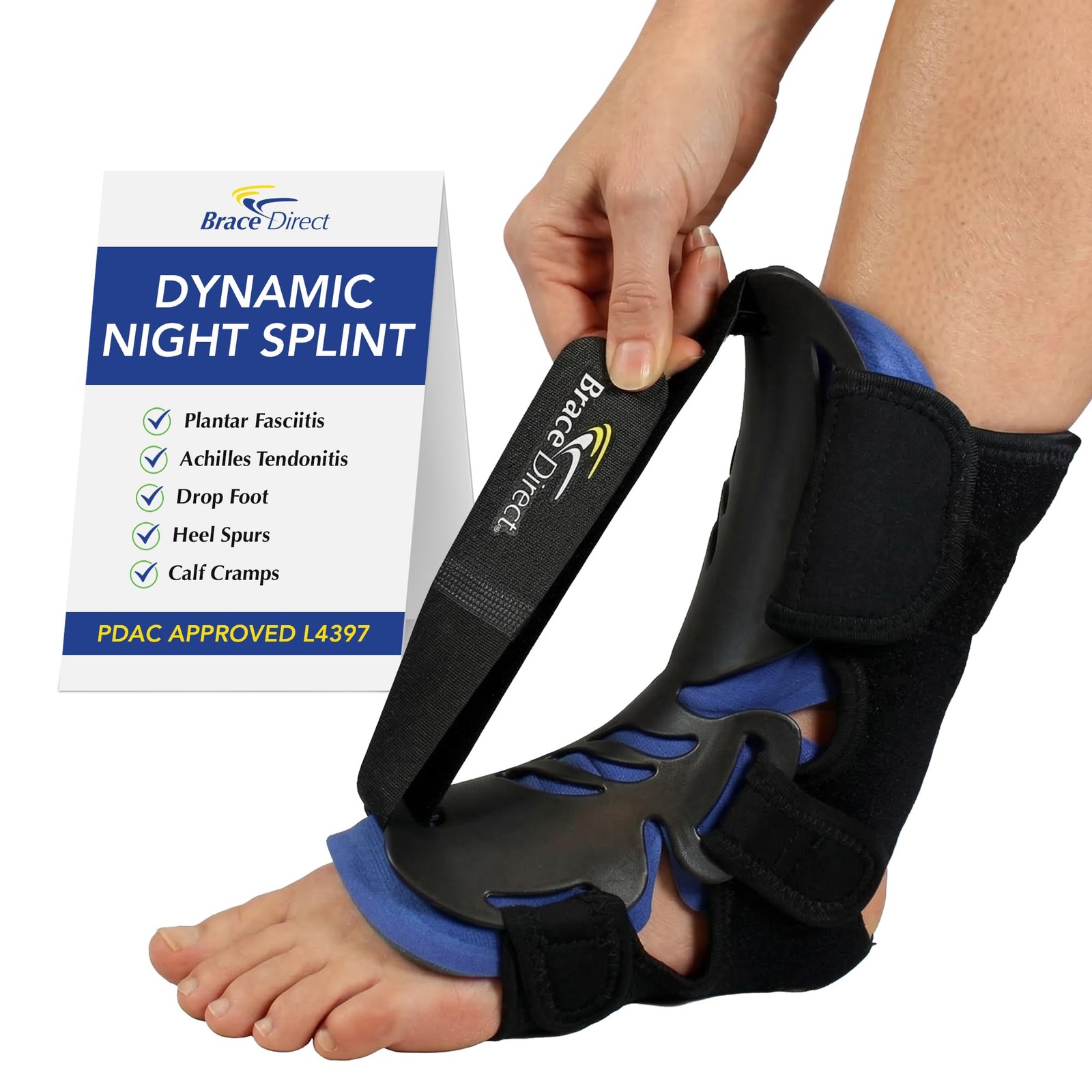 Brace Direct Night Splint for Plantar Fasciitis Heel Pain & Drop Foot