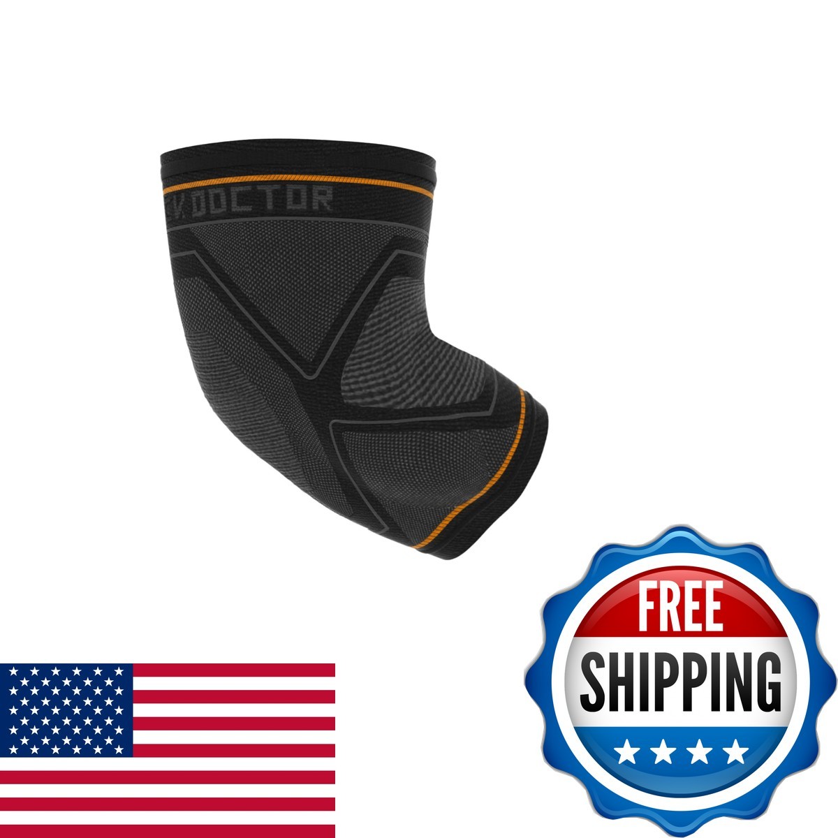 Shock Doctor Compression Knit Elbow Sleeve Gel Support, Adult-Large, Black/Grey