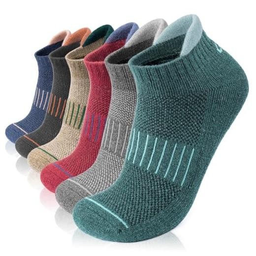 Merino Wool Ankle Hiking Running Socks for Men Women Large Colorful Mix