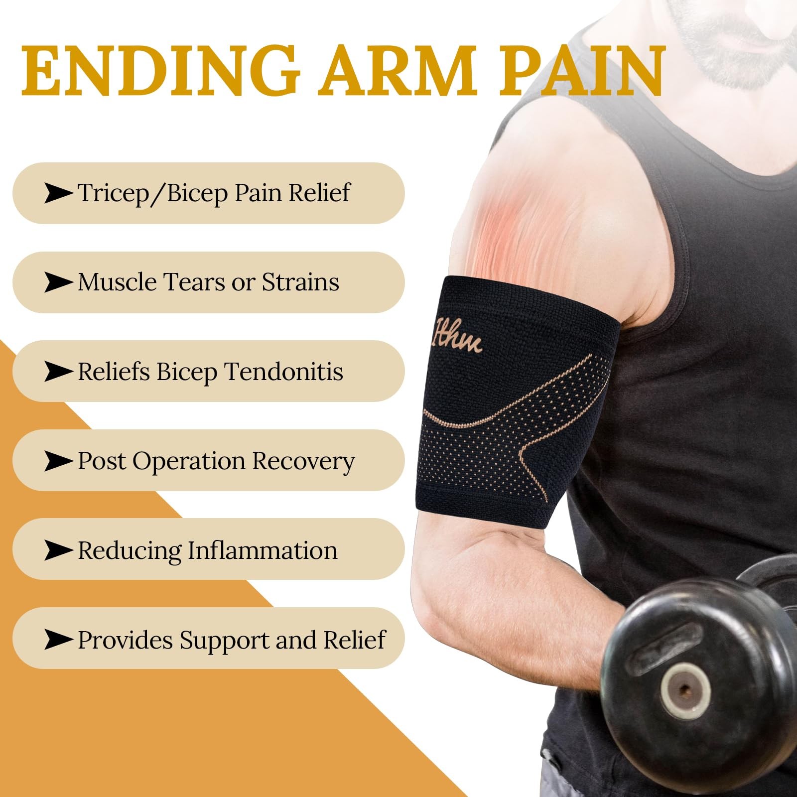 Copper Bicep Tendonitis Brace, Compression Sleeve for Medium,