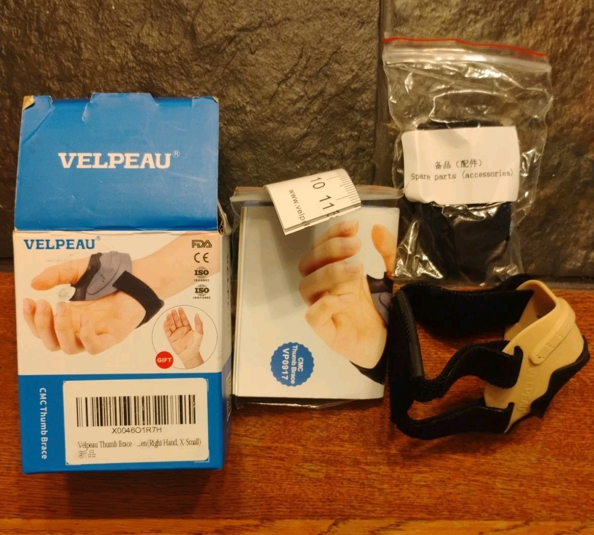 Velpeau Flexible CMC Thumb Brace Rubber Thumb Splint for Right Hand,XS.NIOB