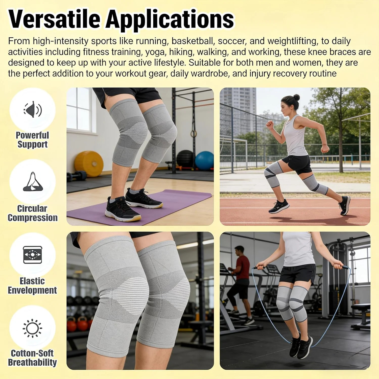 Bamboo Charcoal Compression Knee Sleeve – Elastic Knee Braces for Men & Women –