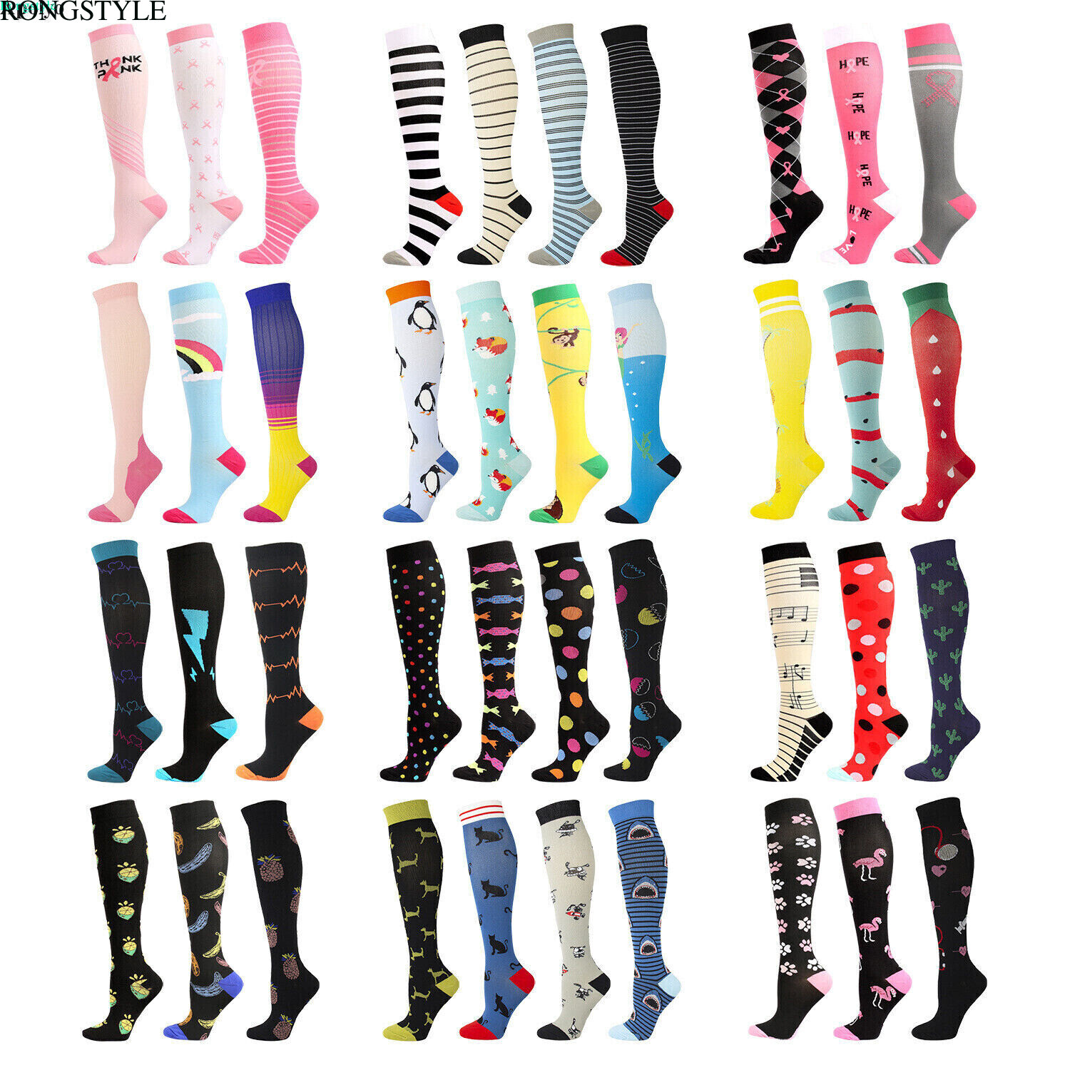 Medical Compression Socks Support Stockings Travel Flight Socks (20-30 mmHg)