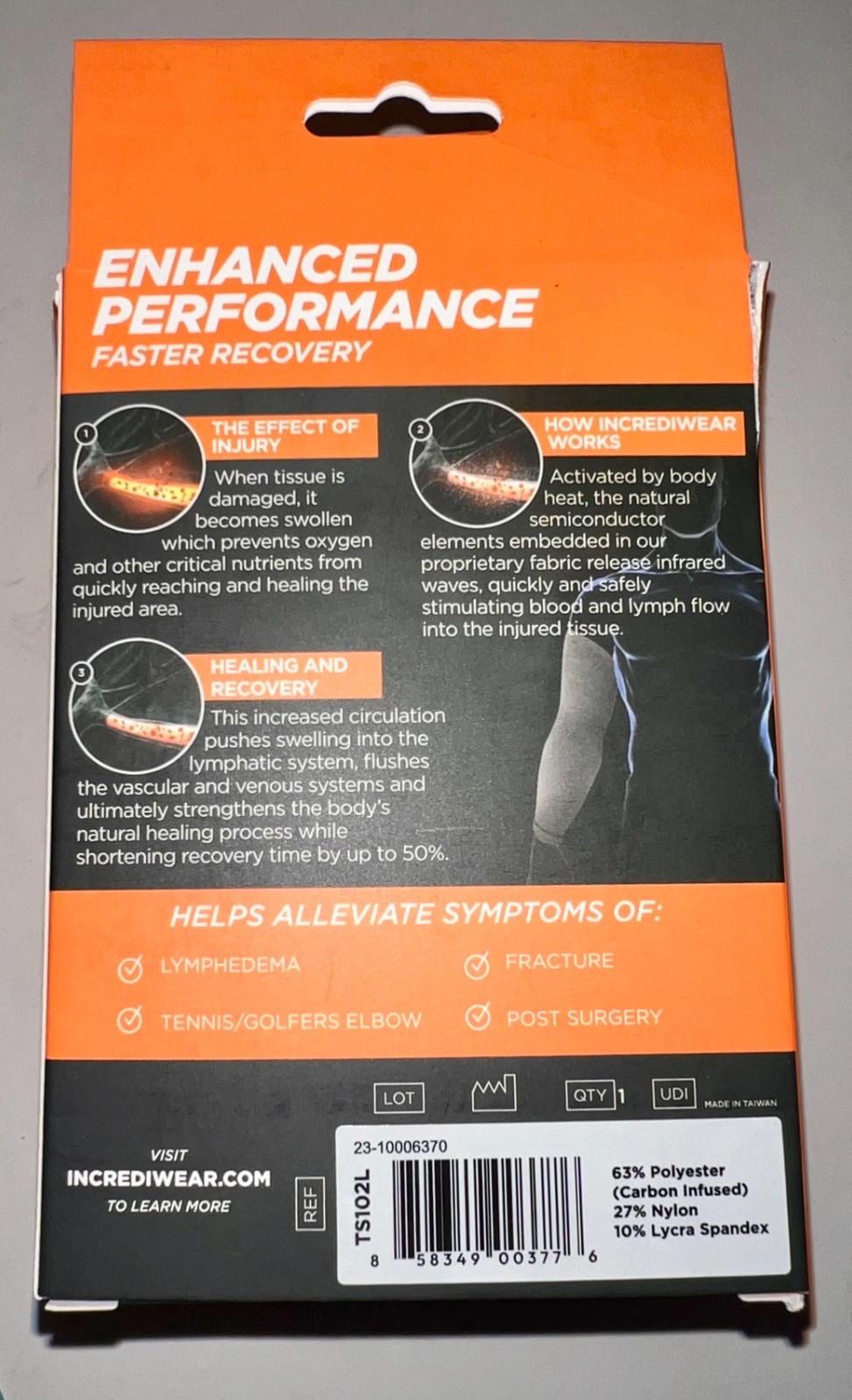 NEW Incrediwear ARM Sleeve Brace Size L Large Unisex Pain relief inflammation gr
