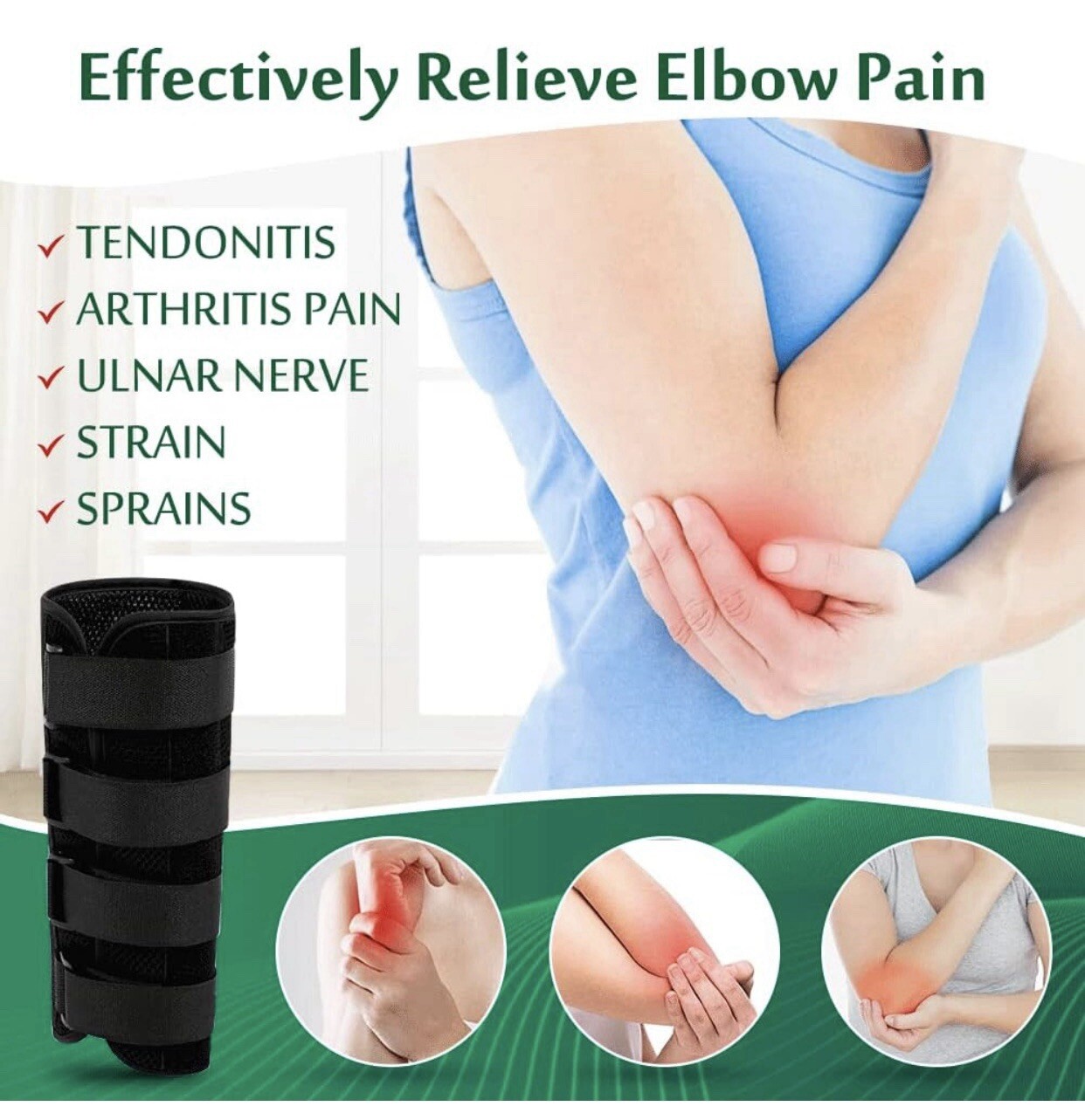 Elbow Splint Tendonitis Elbow Brace for Men Women (Small)