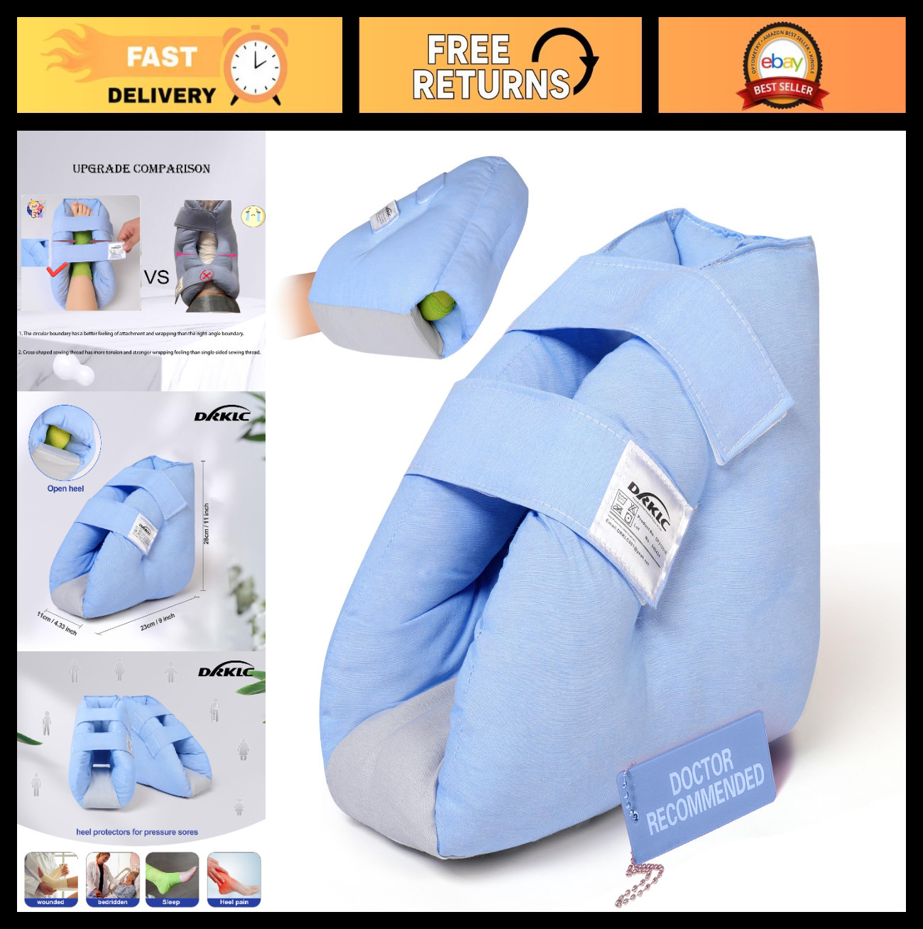Adjustable Heel Protector for Pressure Sores, Foot Support Pillow for Surgery Re