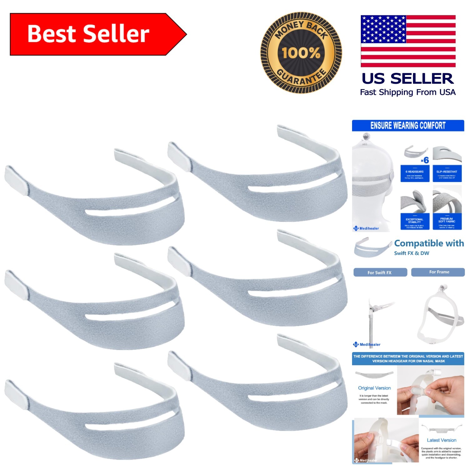 Ultra-Comfort 6 Packs of DreamWear Headgears – Durability & Slip Reduction