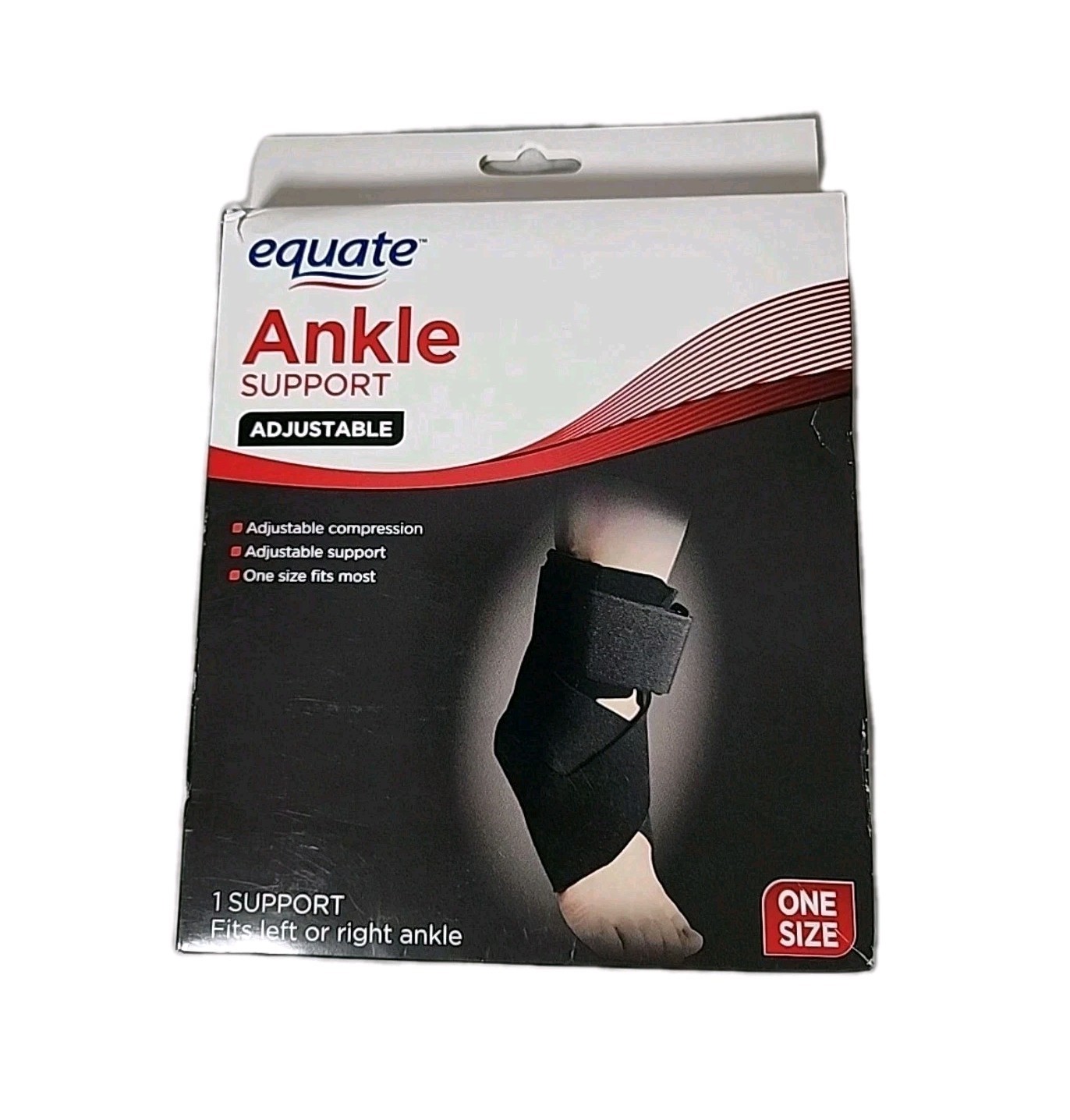 New Ankle Support One Size Fits Most Left or Right Adjustable Washable Black NIB