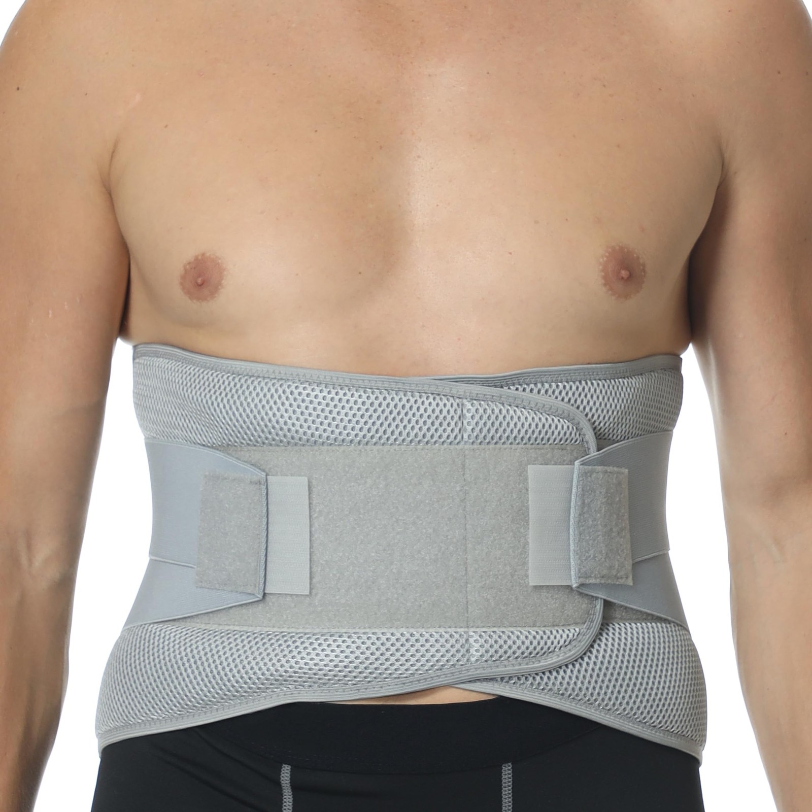 NeoTech Care Adjustable Compression Back Brace Lumbar Support Belt, M, Grey