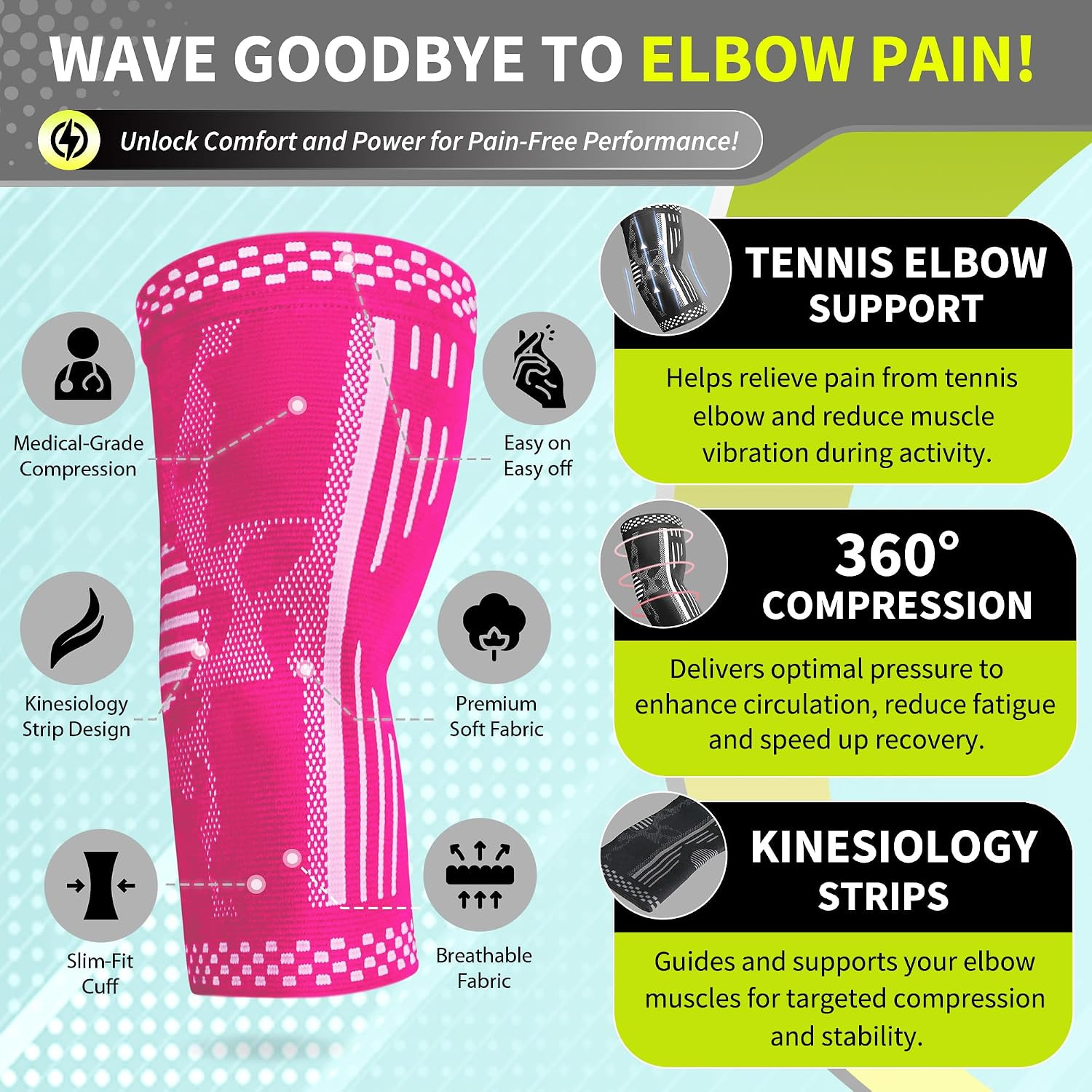Elbow Compression Sleeve for Tendonitis 2 Pack, Tennis Elbow Brace Support for