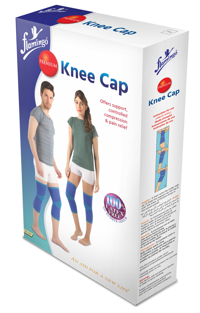 Flamingo Premium Knee Cap , 4-Way Stretch Brace, Arthritis Relief, Blue, Unisex