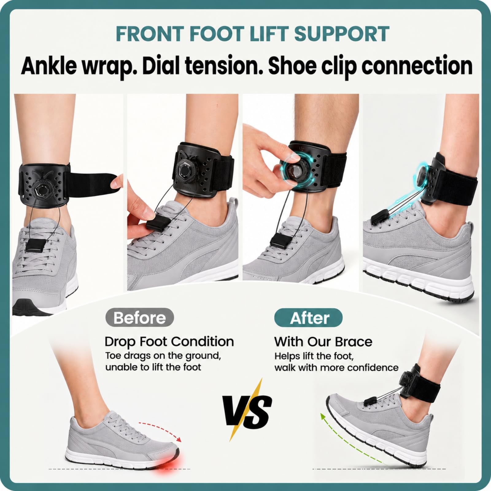AFO Foot Drop Brace Dial Control Walking Lightweight Shoe Fit Left Right Leg
