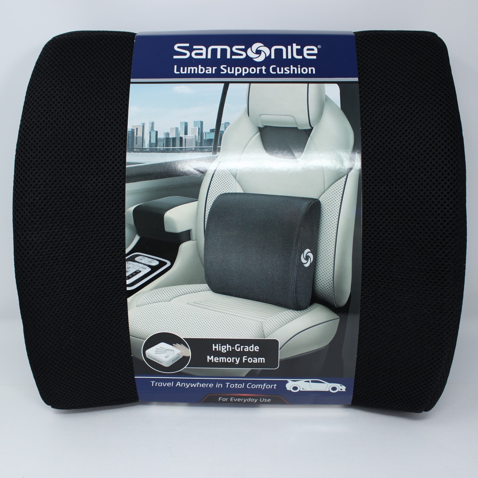 SAMSONITE Chair Car Lumbar Support Cushion LOWER BACK Pillow Memory Foam PREMIUM