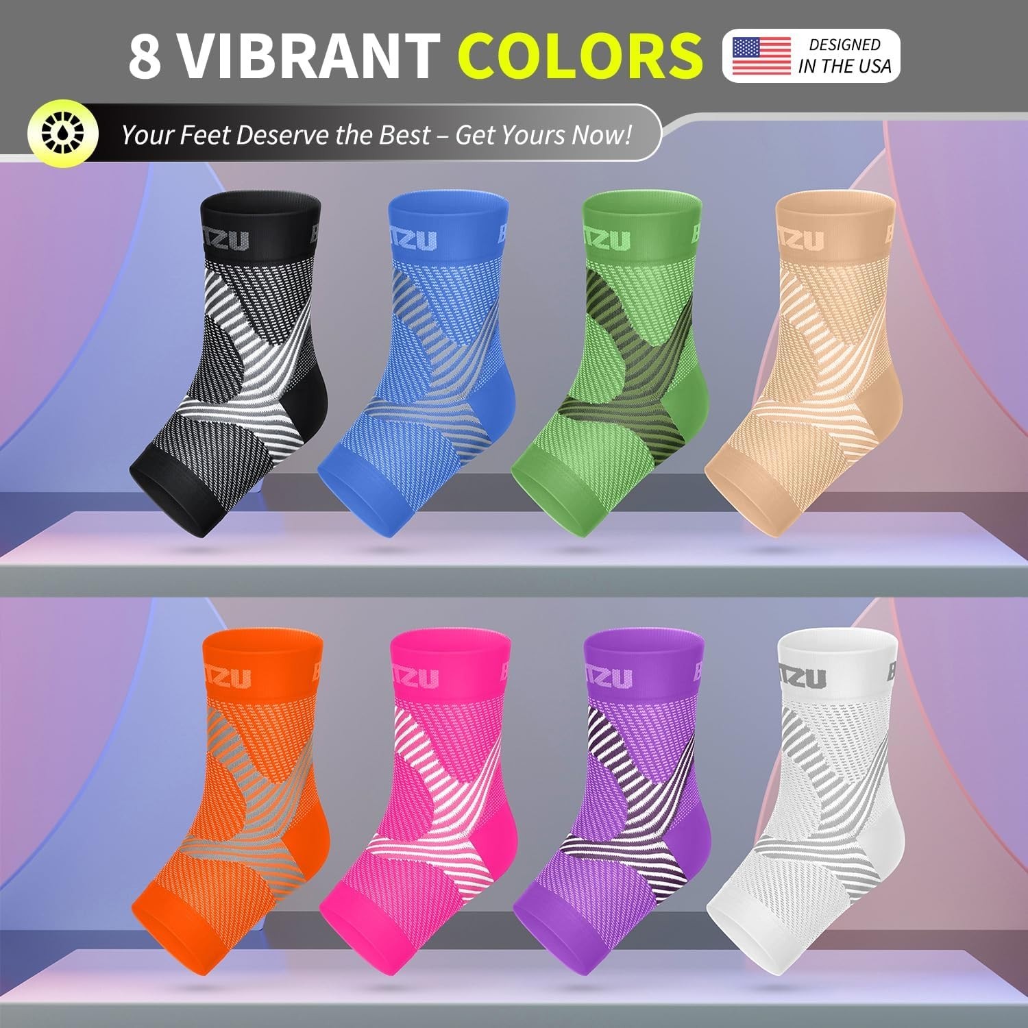 Compression Socks for Plantar Fasciitis, Achilles Tendonitis, Size S-2XL