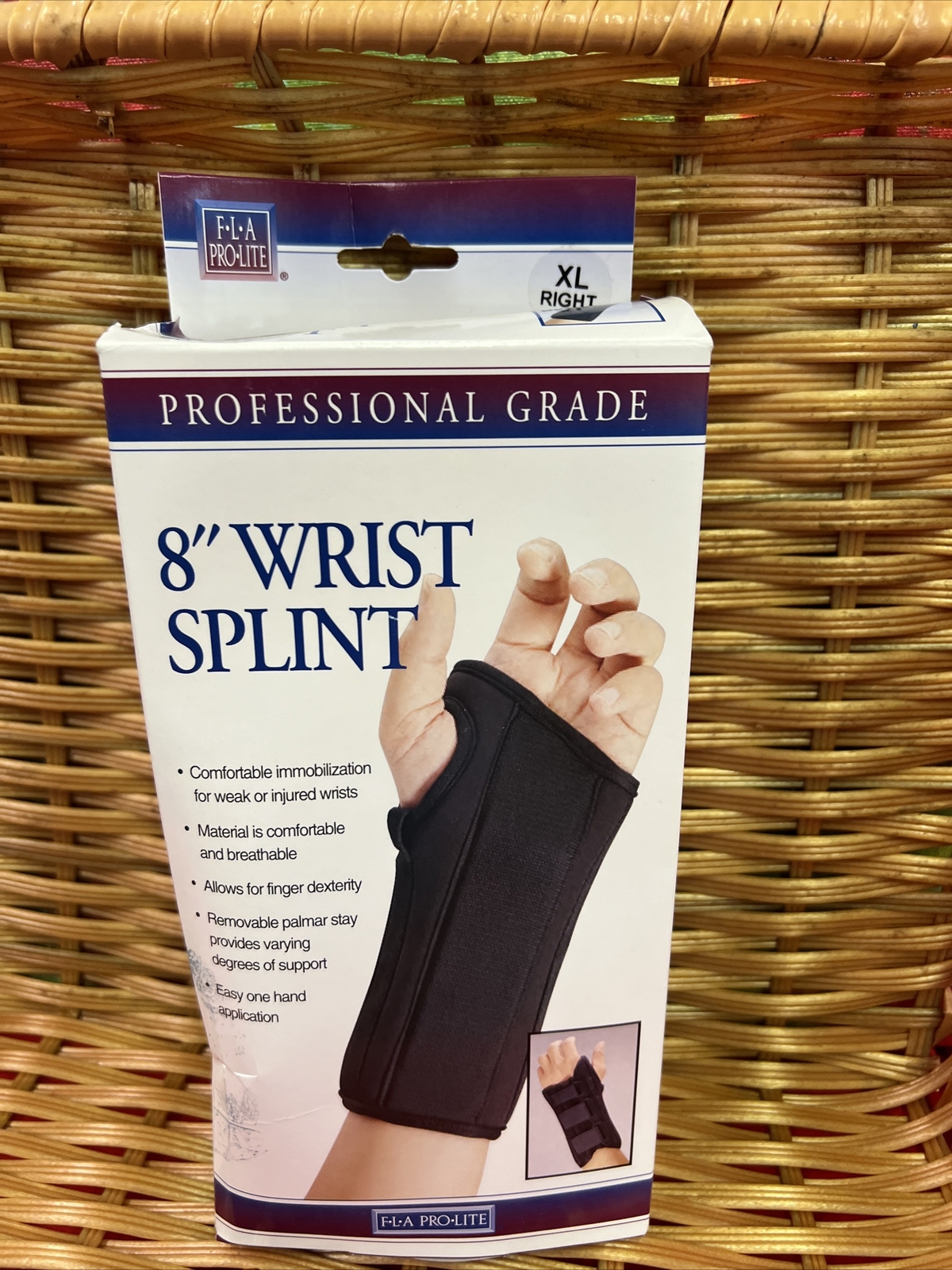 FLA PRO LITE New XL Extra Large Right 8″ Wrist Splint Black NIB Orthopedics