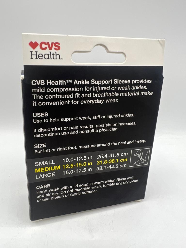 CVS Health Ankle Support Sleeve with Mild Compression – Medium – NEW