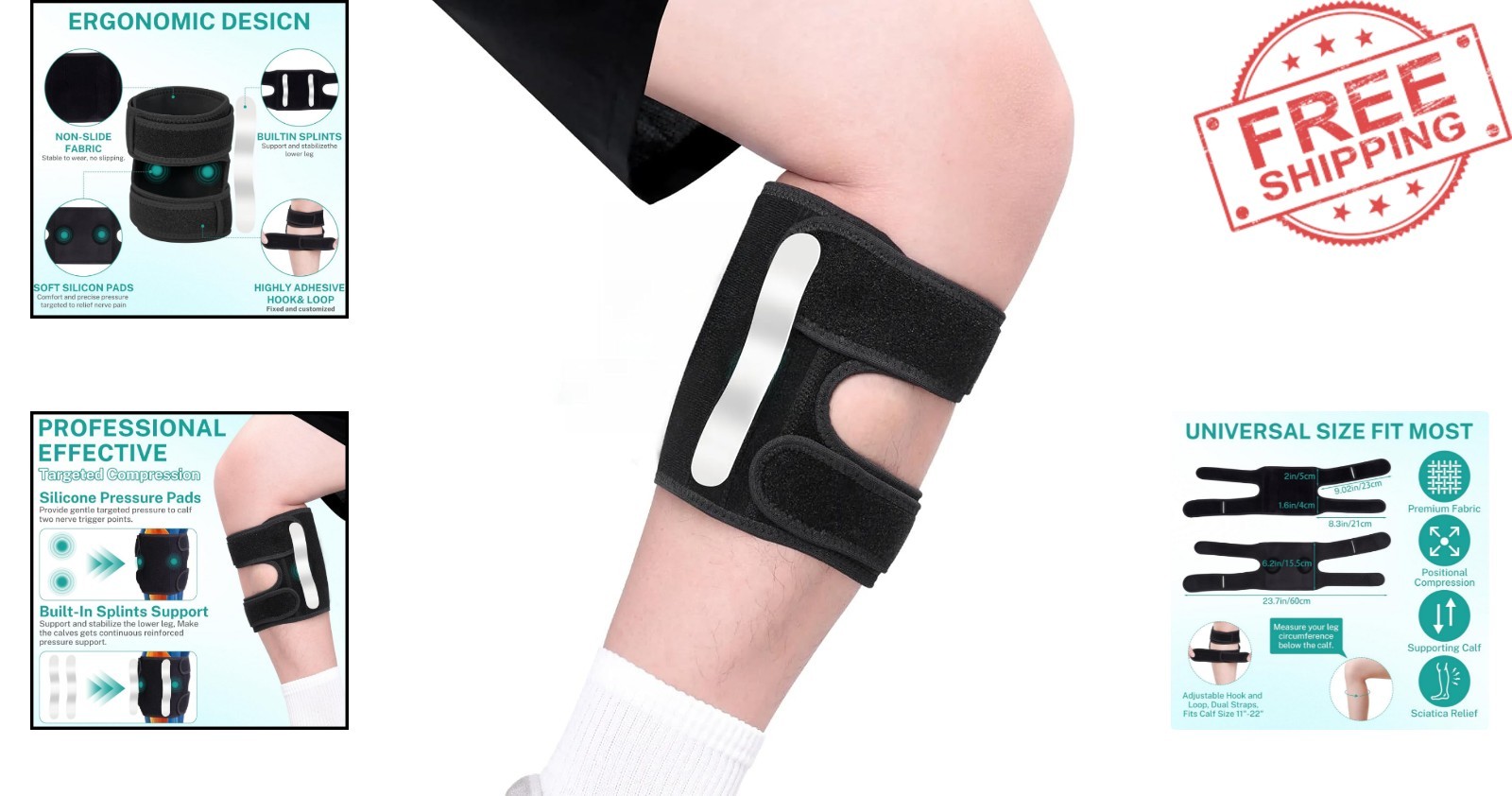 Calf Compression Support Brace – Dual Pressure Design for Lower Back Pain Relief