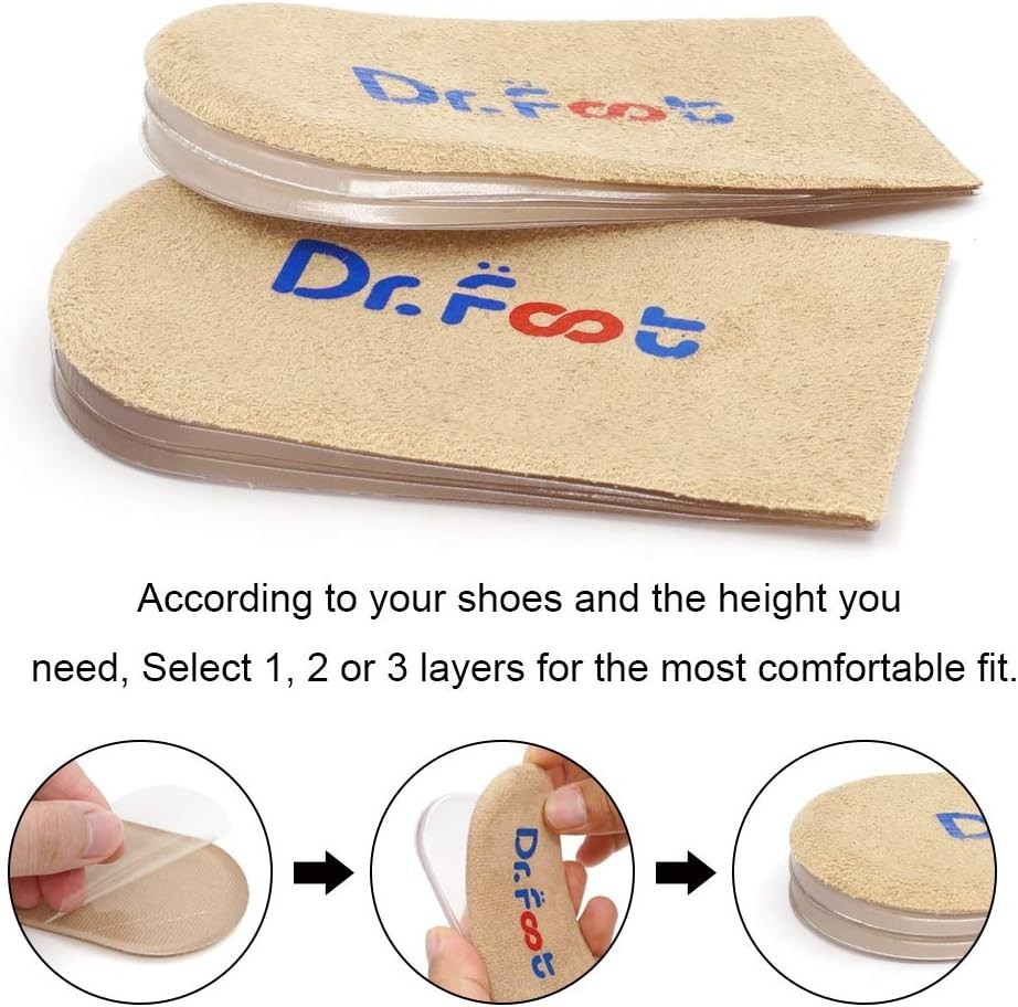 Dr.Foot Adjustable Heel Lift Inserts – Relief for Heel Pain & Height Increase