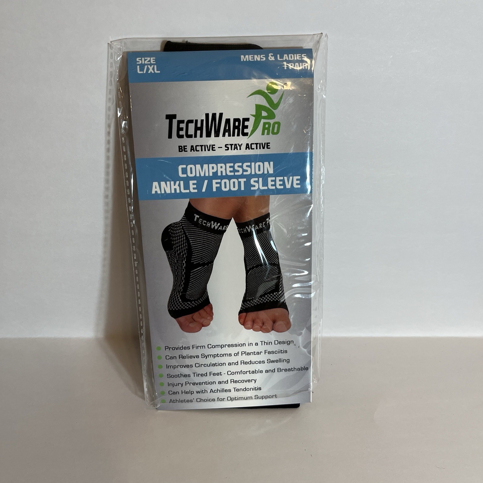 TechWare Pro Compression Ankle Foot Sleeve Size L/XL Unisex New