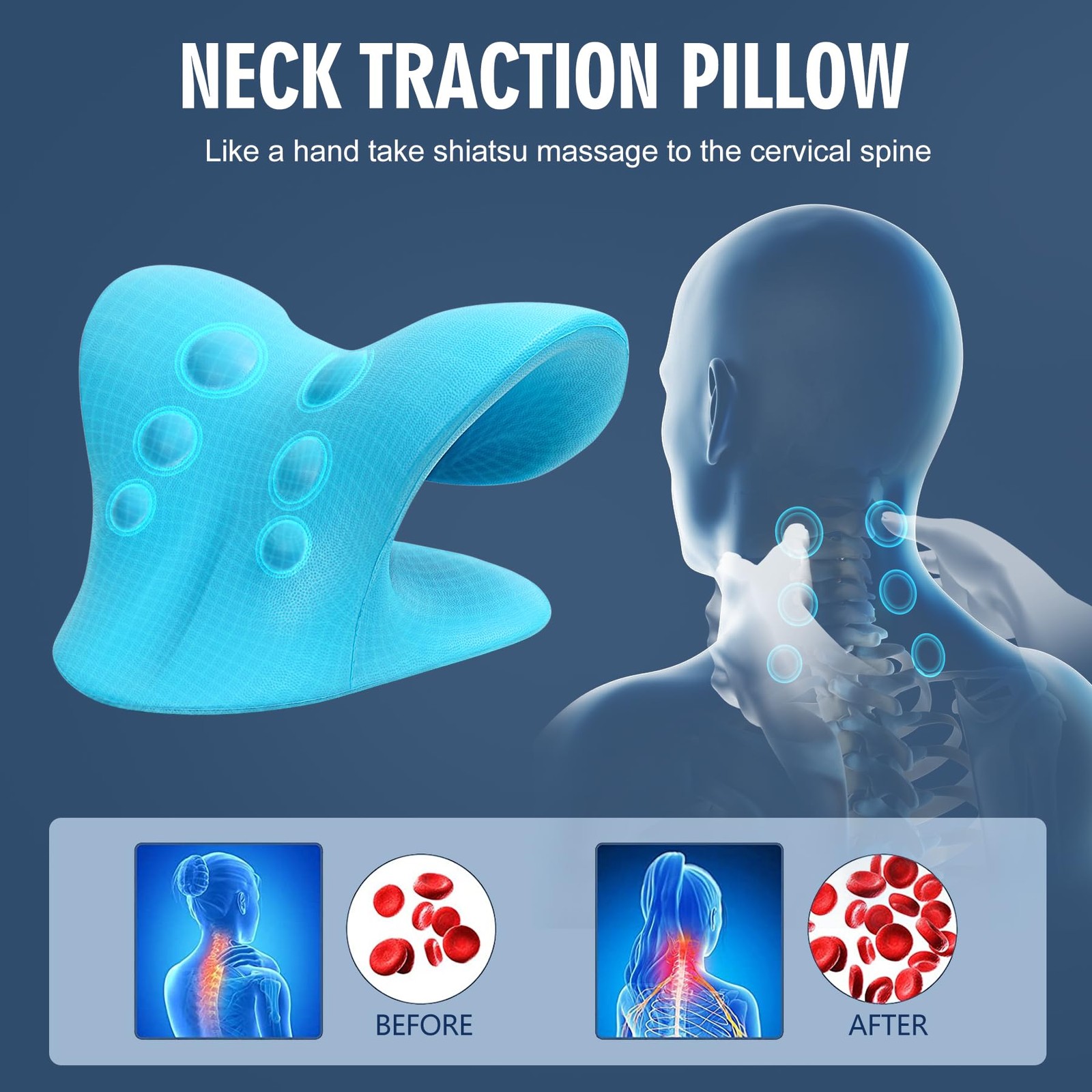 Neck Stretcher Cervical Traction Neck and Shoulder Relaxer Chiropractic Pillow