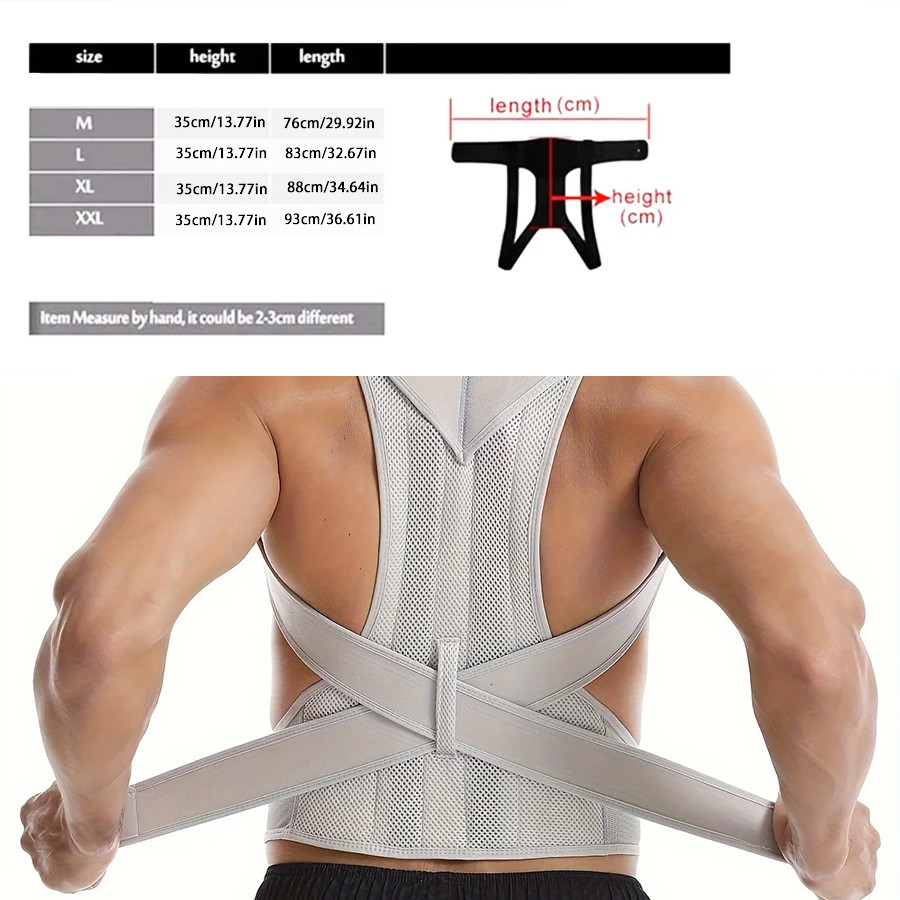 Back Brace Posture Corrector Belt Adjustable Lumbar, Shoulder Support for Unisex