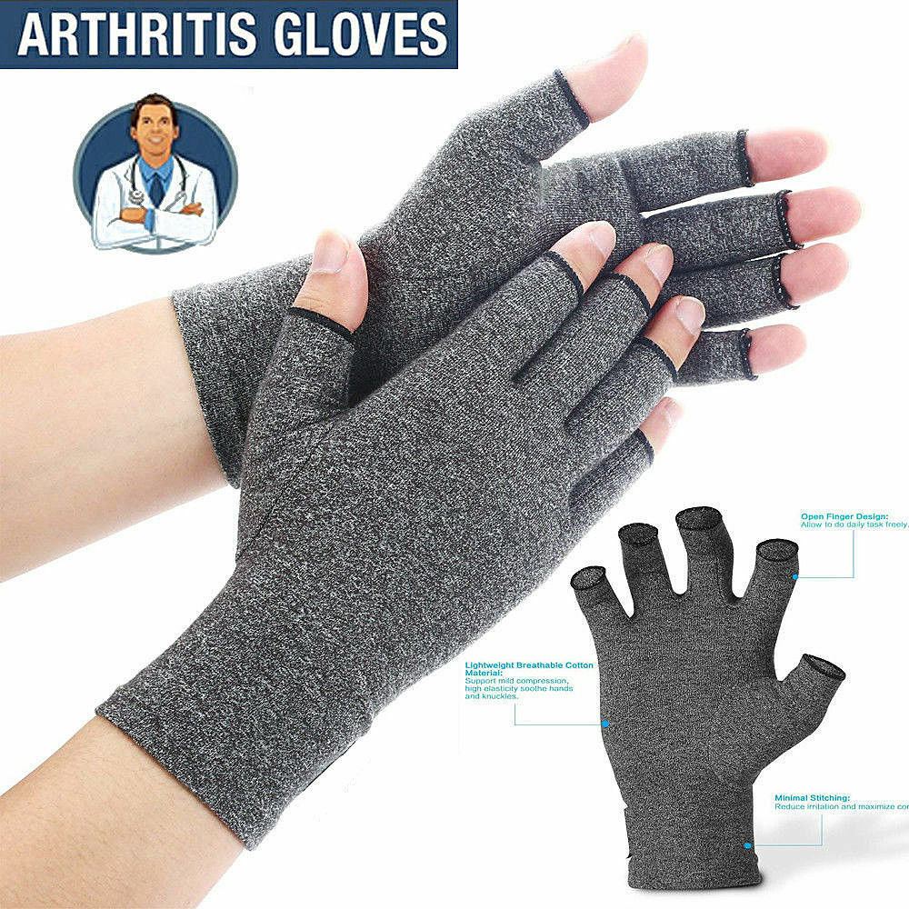 Pair Copper Anti Arthritis Gloves Hand Support Pain Relief Finger Compression P6