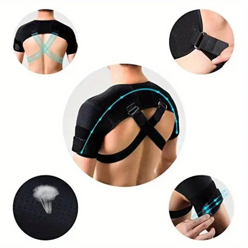 Men’s Double Shoulder Brace Adjustable Shoulder Support Belt Back Pain Relief