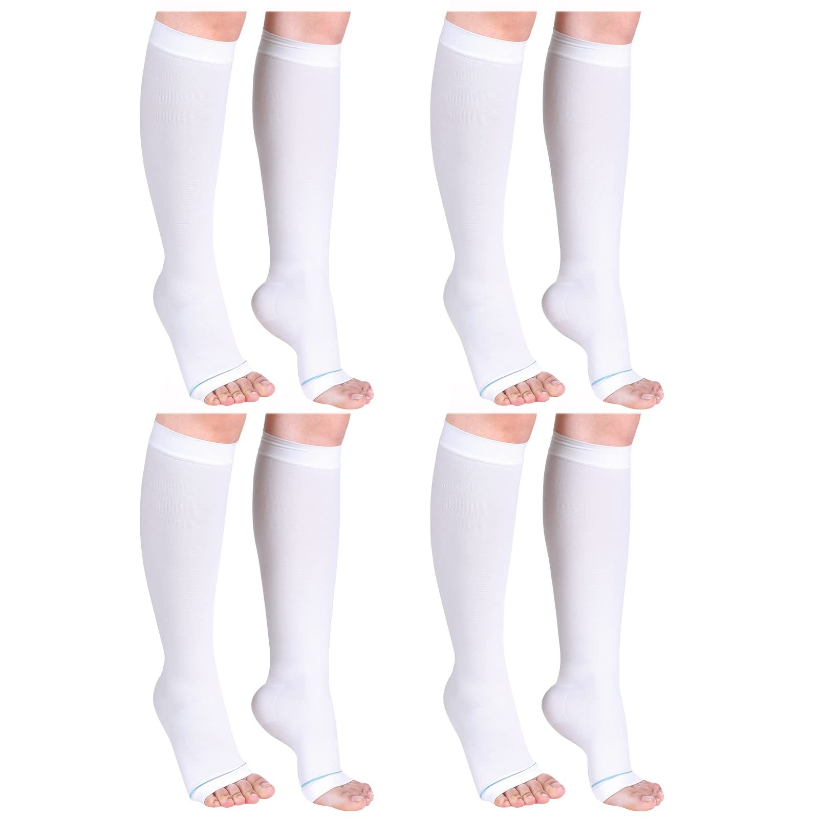 4 Pairs Open Toe Anti Embolism Compression Stockings TED Hose 15-20mmHg Compr…