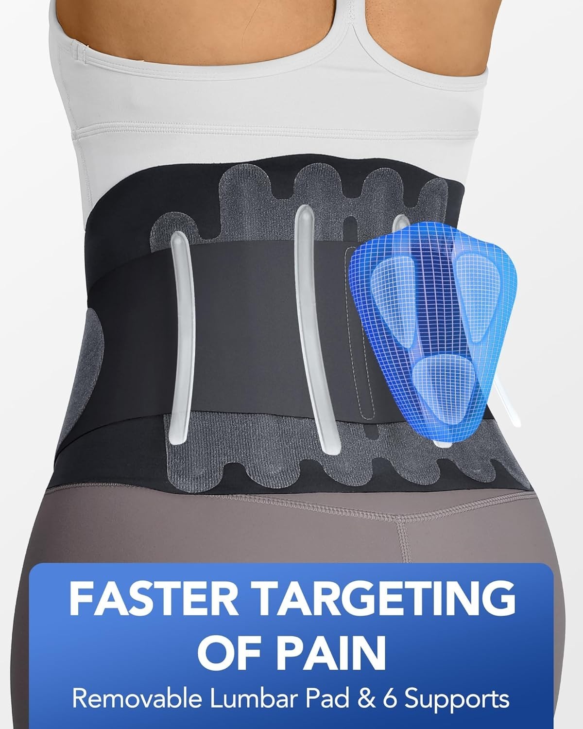 Lightweight 3D Lumbar Back Brace with Seamless Yoga Fabric – Adjustable Support