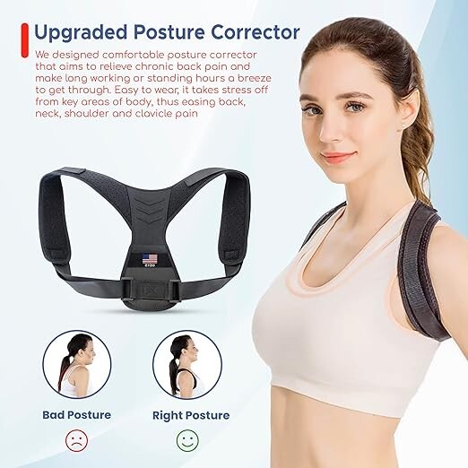 NEW Posture Corrector Adjustable Clavicle Brace with Kinesiology Tape NIB