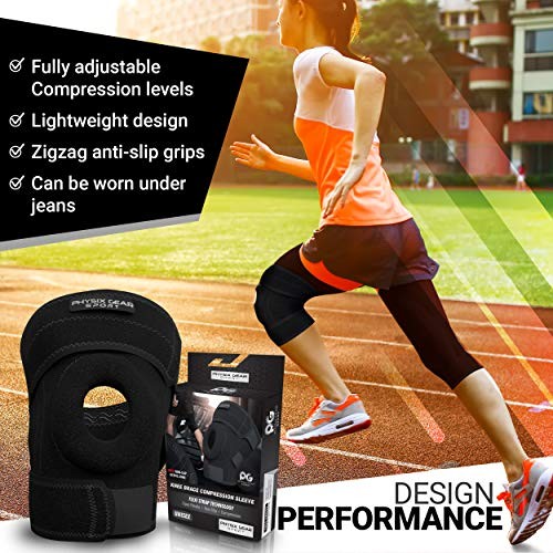 Physix Gear Knee Brace for Men & Women – Adjustable Patella Medium Black/Grey