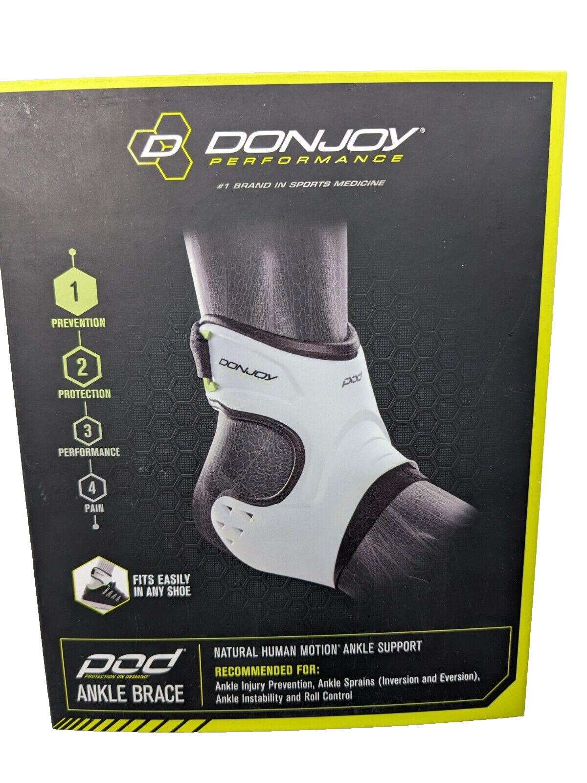 DonJoy Performance POD Prevention: Ankle Support Brace, WHITE, Extra Small Left