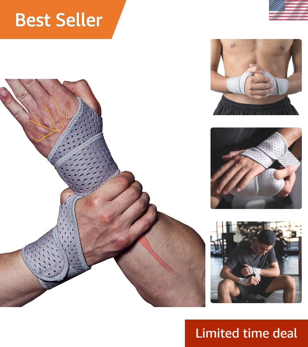 Dual Pack Wrist Support for Tendonitis & Carpal Tunnel – Adjustable Gray Straps